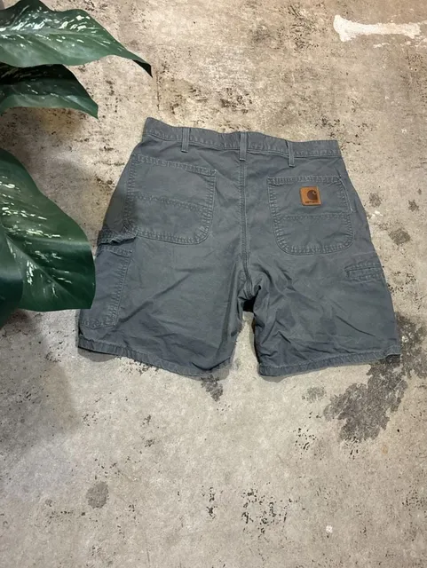 Carhartt B144 Carpenter Utility Shorts Size 34 Gray Canvas Workwear