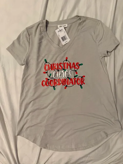 Christmas Chaos Coordinator T-Shirt Size XS Grey