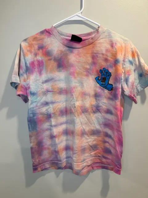 Santa Cruz Tie Dye Youth T-Shirt Medium Pink Blue