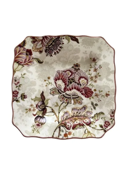 222 Fifth Gabrielle Fine China 8.5 Inch Square Bowl Floral Pattern