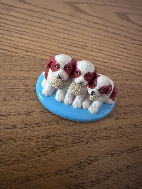Mattel Puppy Figurine Three Dogs On Blue Base 2001