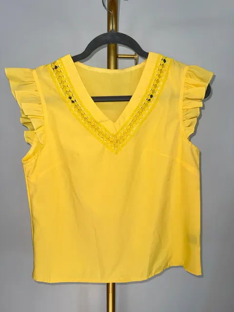 Fashion Noma Blouse Size S 36 4 Yellow Ruffle Sleeve V-Neck