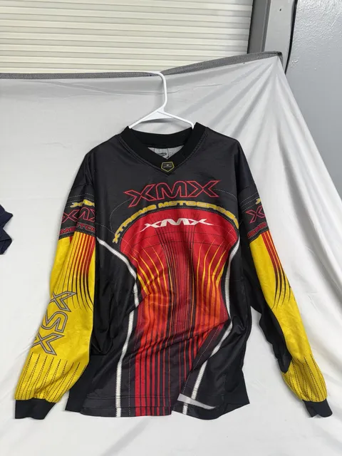 Vintage y2k Athletic Works XMX Motocross Jersey Size L Black Red Yellow