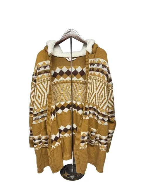 No Boundaries XXL Grandma Trible Mustard yellow Cardigan Sweater with hood!