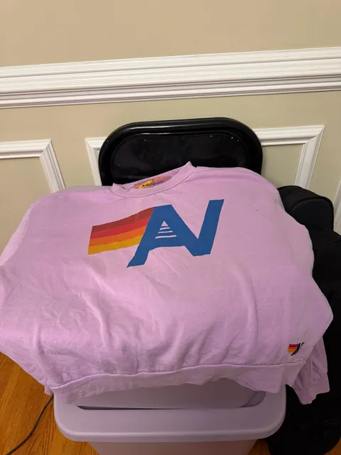 Aviator Nation Logo Stitch Relaxed Crew Sweatshirt Size S Lavender
