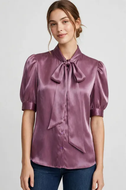 The Shirt Rochelle Behrens The French Bow Shirt Size M Wine