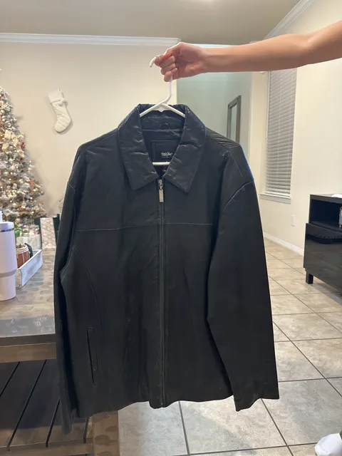 Vintage Mossimo Genuine Leather Zip-Up Jacket Black L