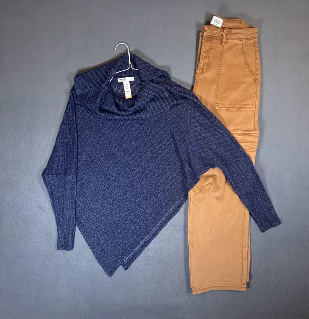 White House Black Market Cowl Neck Poncho Sweater Size XS/S Blue