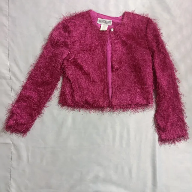 Jessica Howard Fuzzy Shrug Jacket Size Medium Pink