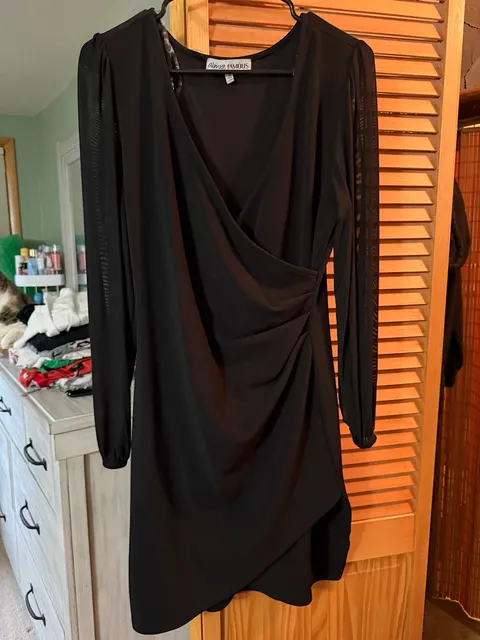 Almost Famous Long Sleeve Wrap Dress Size XL Black