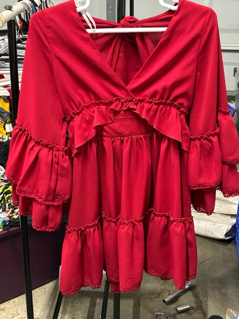 Red Ruffle Dress Long Sleeve