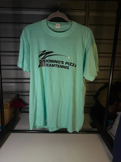 Vintage Domino's Pizza Team Tennis T-Shirt Mint Green