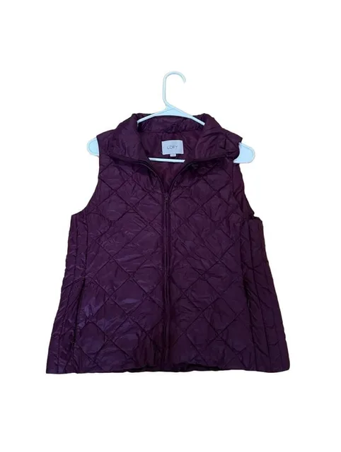 Ann Taylor Loft Quilted Puffer Vest Size S Plum
