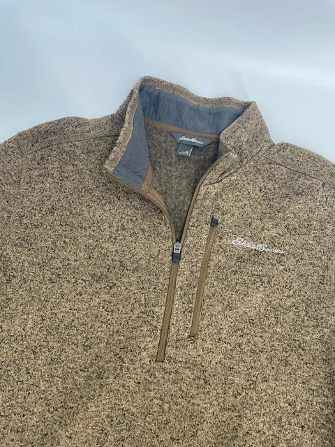 Eddie Bauer Fleece Pullover Size XL Brown 1/4 Zip