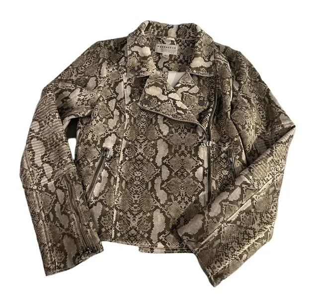 Marrakech Snakeskin Moto Jacket Size S Suede Faux Leather Biker Zip