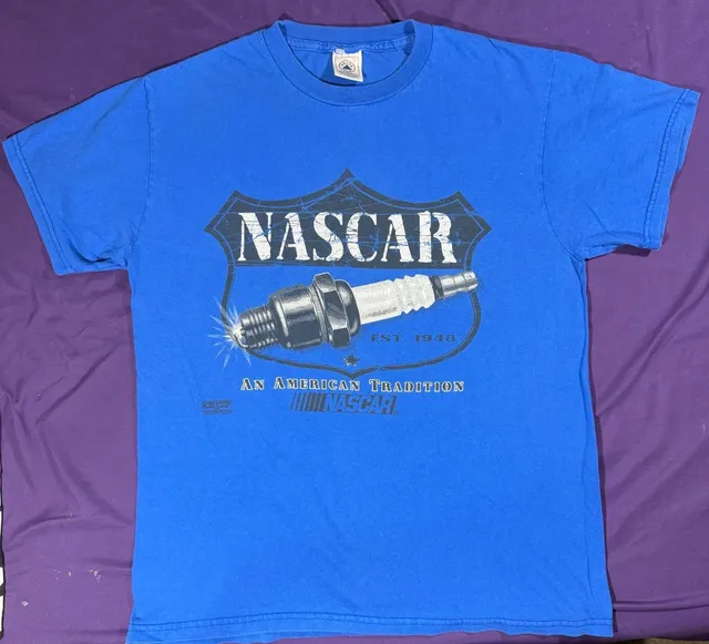 Delta NASCAR Spark Plug T-Shirt Size M Blue An American Tradition