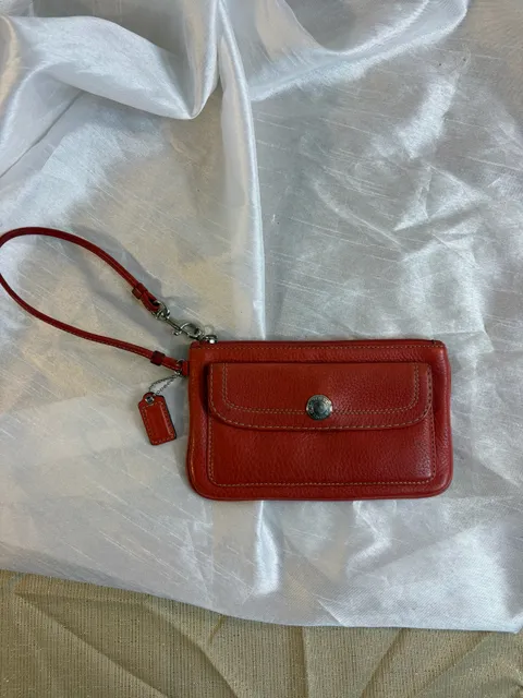 Coach Leather Wristlet Red