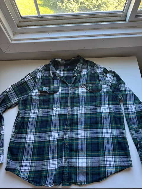 George Flannel Button Down Shirt Size 2XL Green Plaid