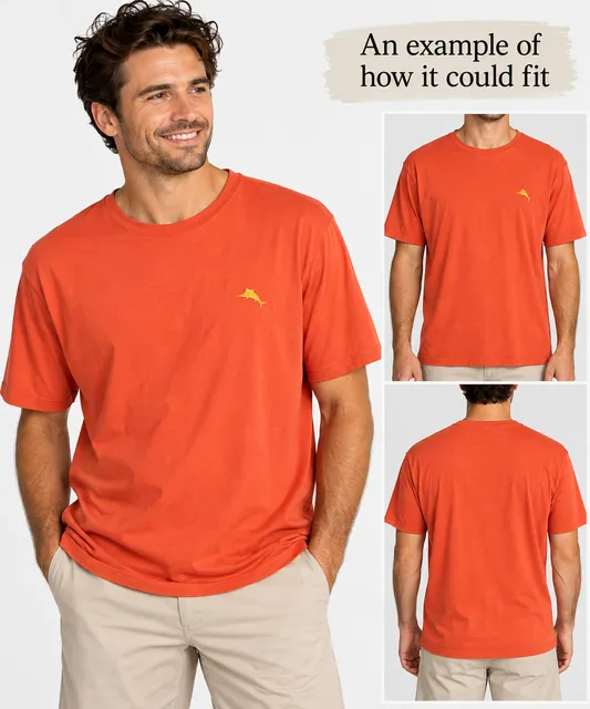 Tommy Bahama No Flame No Gain T-Shirt Size XL Orange Cotton