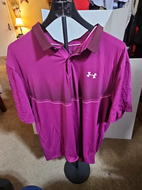 Under Armour The Iso-Chill Polo Size XXL Pink Purple Shirt