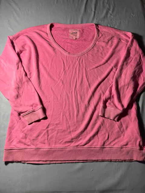 Aerie Pink Terry Cloth Sweatshirt Size M Scoop Neck