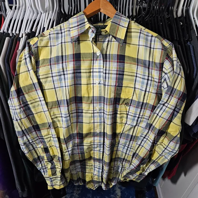 Lauren Ralph Lauren Plaid Long Sleeve Button Down Shirt Size 4 Yellow