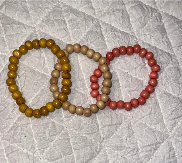 Wood Bead Stretch Bracelets Set of 3