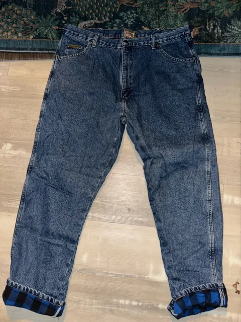 C.E. Schmidt Workwear Flannel Lined Jeans Size 40x32 Blue Denim