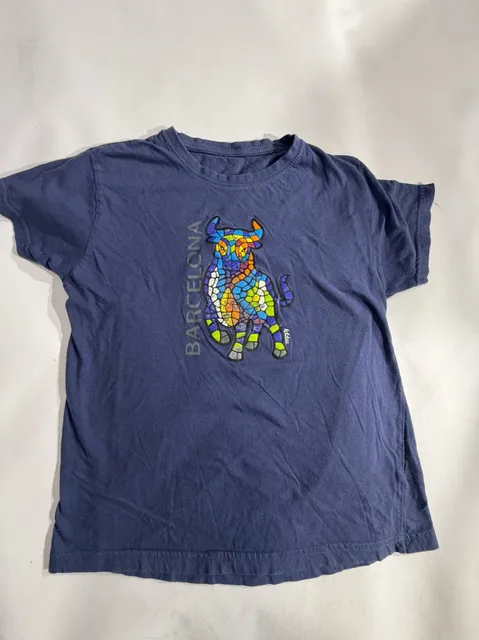 Barcelona Blue Mosaic Lizard Bull Graphic T-Shirt Cotton Tee