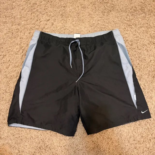 Nike Swim Trunks Size L Black Gray Swoosh