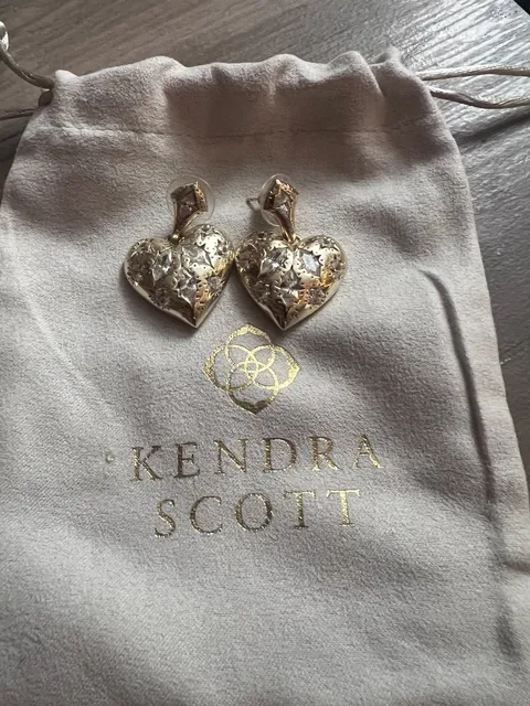 Kendra Scott Gold Heart Statement Earrings