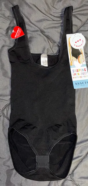 Assets by Spanx Open-Bust Panty Bodysuit Size S Very Black