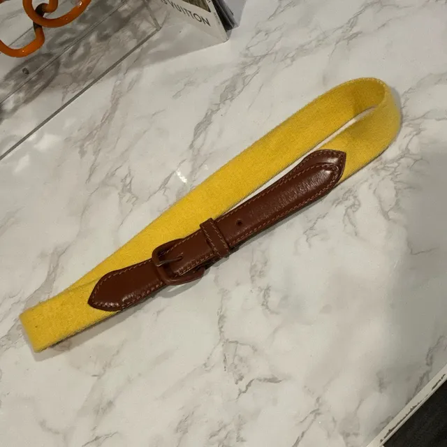 American Apparel Canvas Belt XSmall Yellow Brown Leather