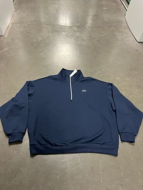 Alo Yoga Accolade 1/4 Zip Pullover Size L Navy Blue