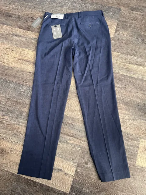 Michael Kors Monroe Pants Size 34W X 32L Blue Stretch Dress Trousers
