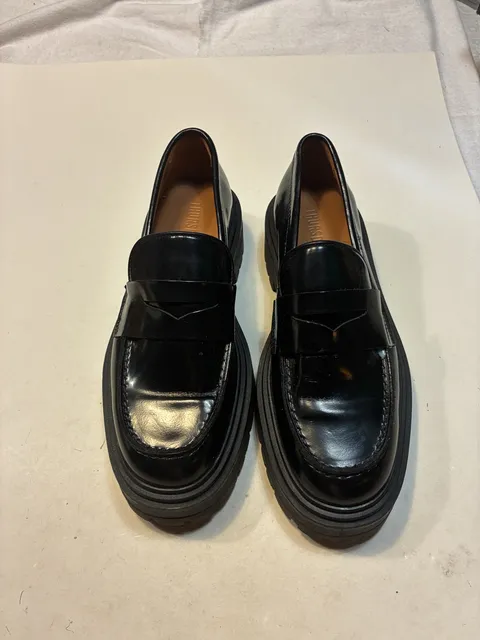 Thursday Boot Co Black Leather Lug Sole Penny Loafers