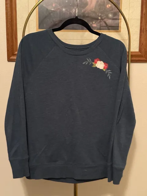Floral Sweatshirt Size S Gem Slate