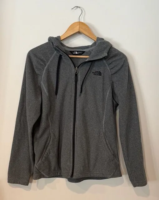 The North Face Mezzaluna Fleece Hoodie Size L Gray Full Zip Jacket