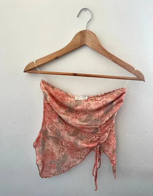 See U Monday Floral Paisley Mesh Asymmetric Tube Top S