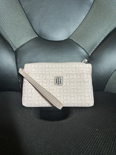 Tommy Hilfiger Monogram Pink Wristlet Clutch