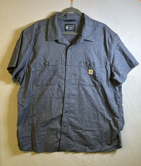 Carhartt Rugged Flex Relaxed Fit Short Sleeve Shirt 2XL Blue Bandana Print