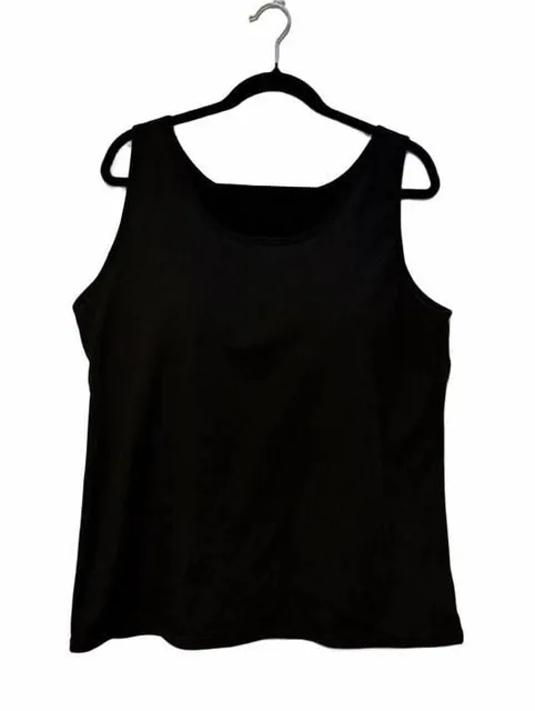 Built-In Bra Tank Top Size 4XL Black Ribbed