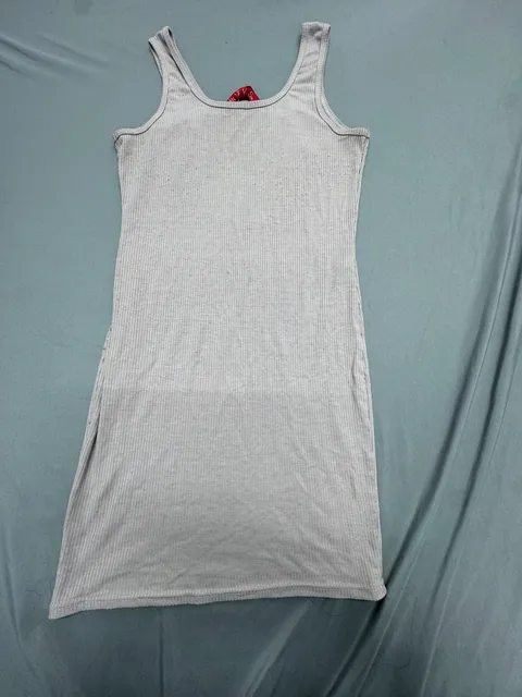 HOT KISS Ribbed Tank Dress Size L Grey Sleeveless Midi