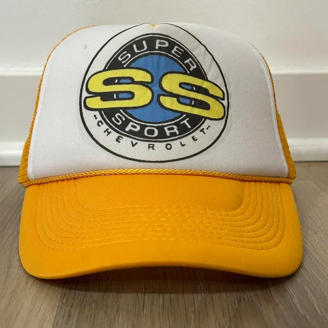 Nissun Cap Nissan SS Chevrolet Trucker Hat Yellow White Adjustable