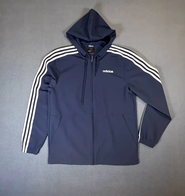 Adidas Essentials 3-Stripes Woven Windbreaker Jacket Navy Blue Men’s S