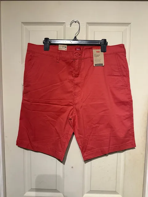 Levi's XX Chino Shorts Size 38 Red Stretch Casual Flat Front