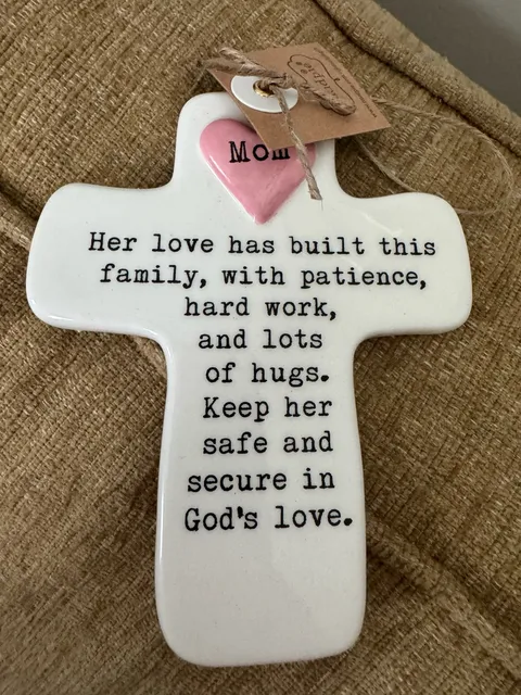 Small Mud Pie Ceramic Mom Cross Wall Hanging