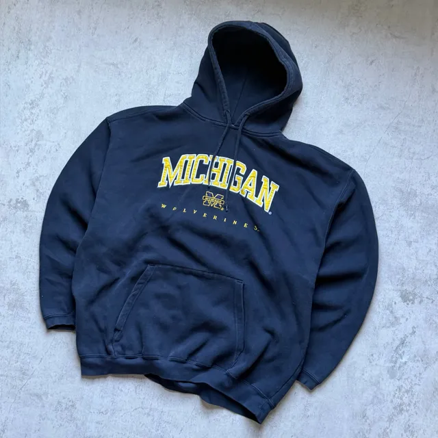 Varsity Athletic Michigan Wolverines Hoodie Size 2XL Blue Embroidered