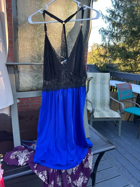 Torrid Black and Blue Lace Babydoll Slip Dress Size 0