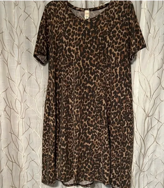 Crepas Leopard Print Short Sleeve Dress
